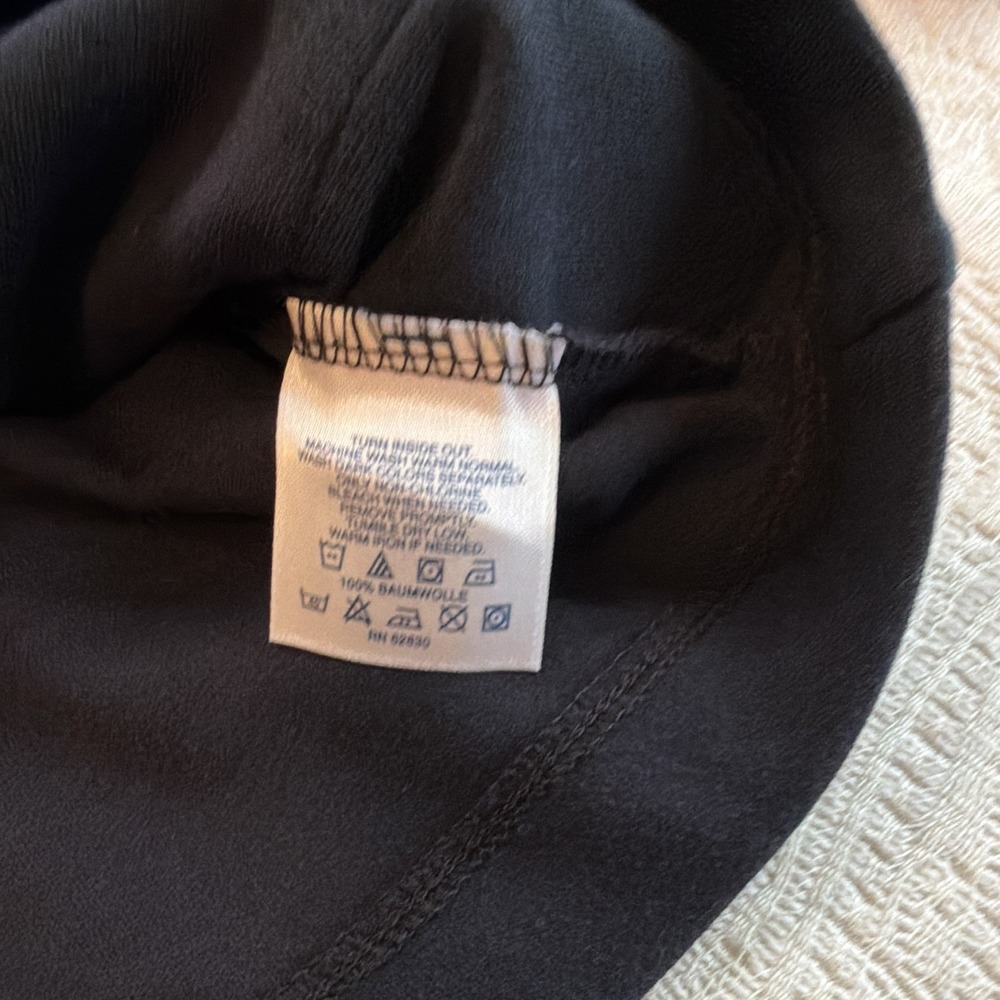 Lands' End Women Black 100% Cotton Knit V-Neck Button Front Cardigan L 14-16 - Picture 5 of 8